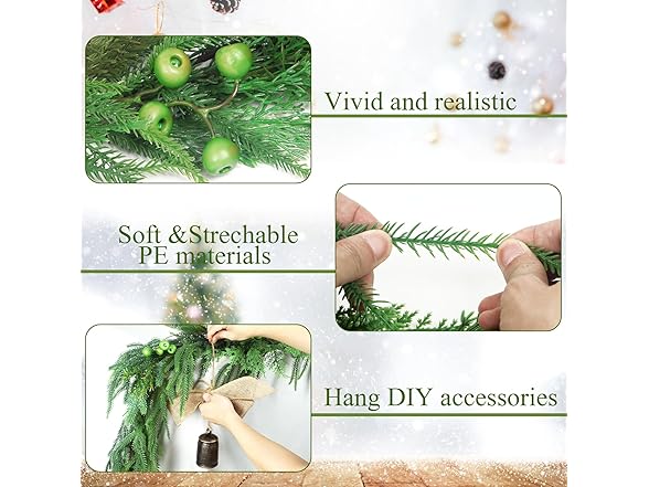 TISEMENT Norfolk Pine Cypress Garland