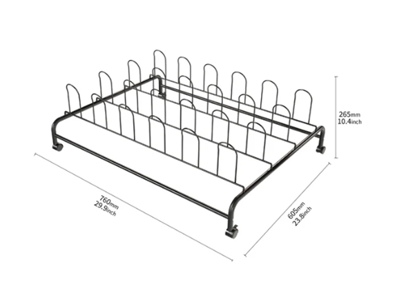 J&V Textiles Black UTB Rolling Shoe Rack
