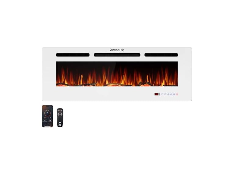SereneLife Electric Fireplace Insert with Heater White