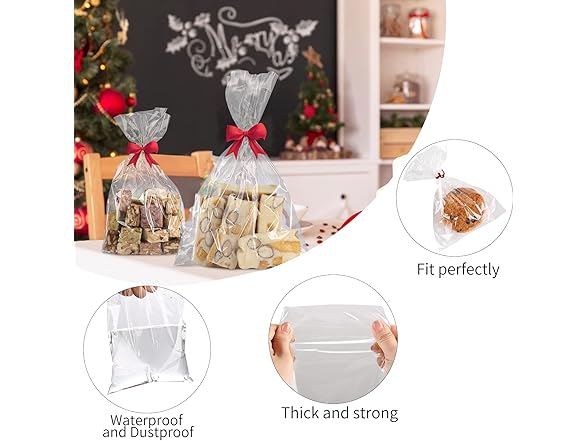 200 Pcs 10 in x 6 in(1.4mil.) Cellophane Treat Bags