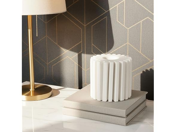 Bloomingville White Marble Candleholder, 4.5-Inch Round