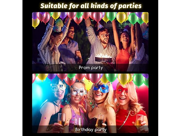 100 Pieces Neon Party Balloons Glow