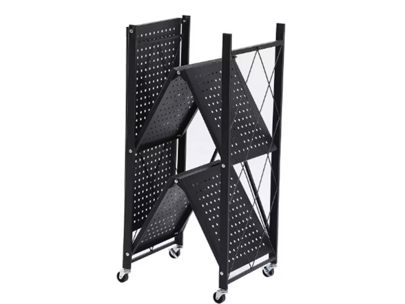 J&V Textiles Foldable 3-Tier Matte Metal Cart