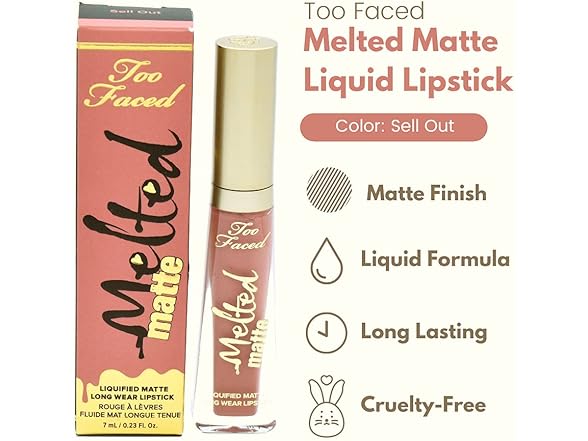 2PK Too Faced Melted Matte Liquified Lipstick, Sell out