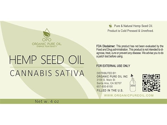 OPO Hemp Seed Oil - 4 oz Glass & Dropper