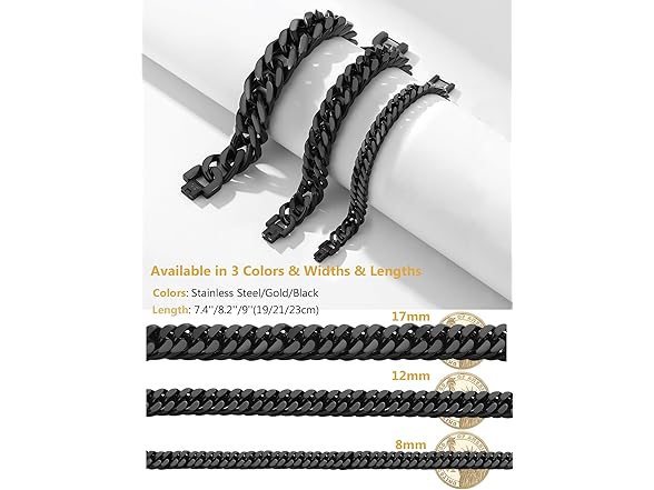 Black Steel Curb Chain Bracelet