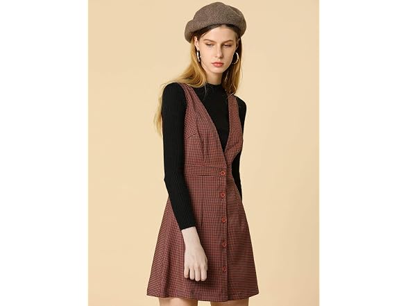 Allegra K Women (XS) Overalls Suspenders V Dress