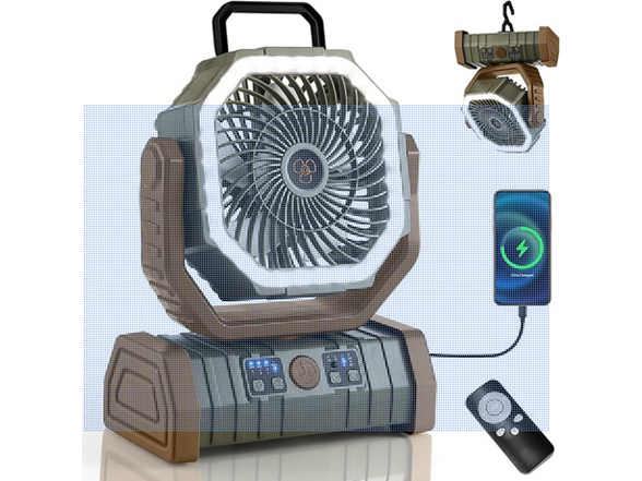30000mAh Camping Fan with LED Lantern