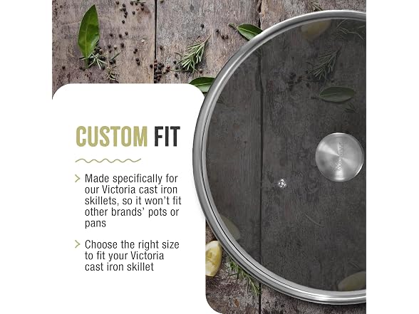 Victoria Round 13-Inch Glass Lid for Cast Iron Skillet or Pan
