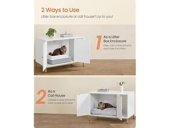 Feandrea Cat Litter Box Enclosure, with Scra