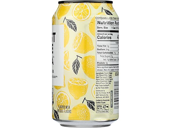 1CT Just Ice Tea Organic Lemon Tea Can, 12 oz