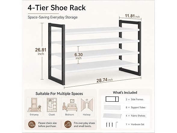 Orchidleaf 4-Tier Shoe Rack