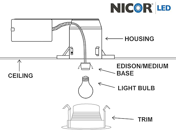 NICOR Lighting 4 inch White Baffle Trim