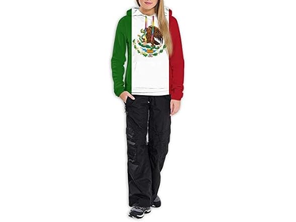 Mocsone Women (L) Mexican Flag Basic Sweatshirt
