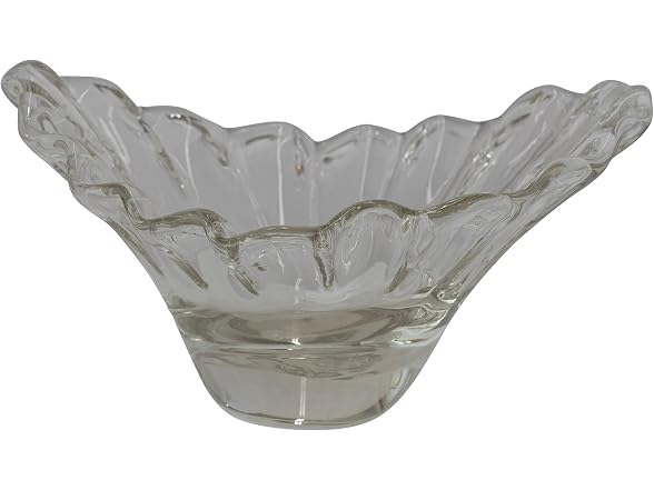 Creative Co-Op Hand-Blown Glass Pleated Organic Shaped Bowl, Clear