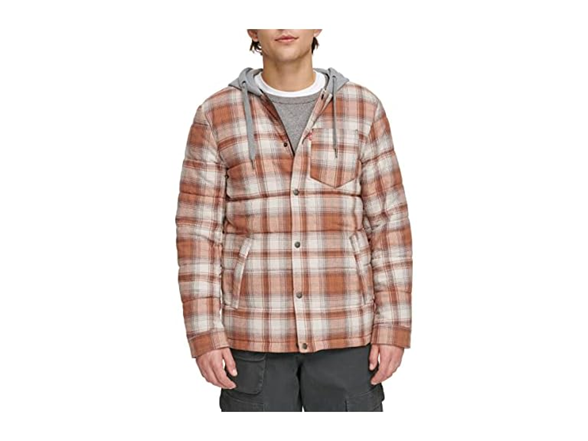 Levi's Mens Plaid Sherpa Lined Hooded Jacket - Gallery 4