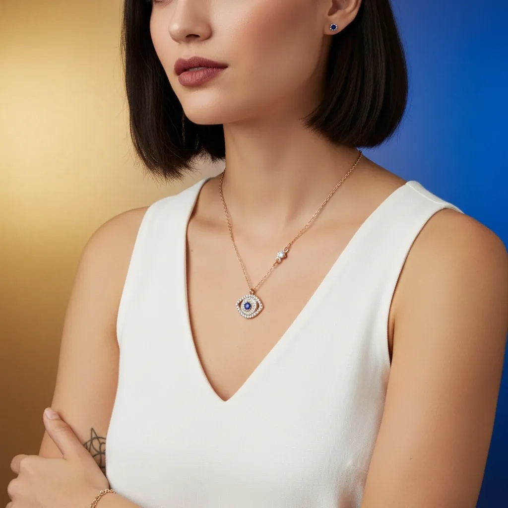 Protective Eye Necklace - Blue Stone - Gallery 6