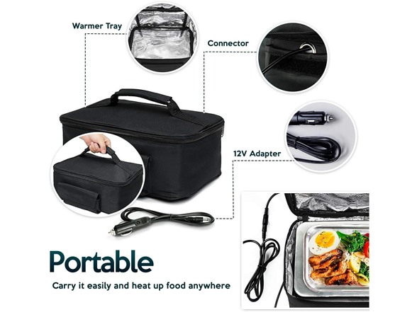 Zone Tech Heating Lunch Box 12V, 2 Pack, Black