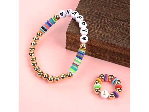 PlusWin 1400pcs Acrylic Color Numbers White Round Number Beads