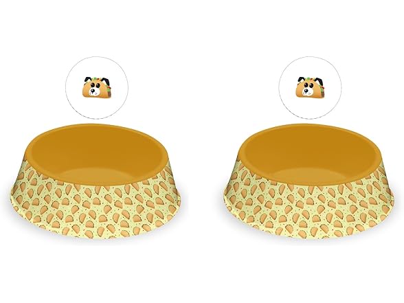 Fun Food Melamine Taco Pet Bowl - Large - 6 Cups Set of 2