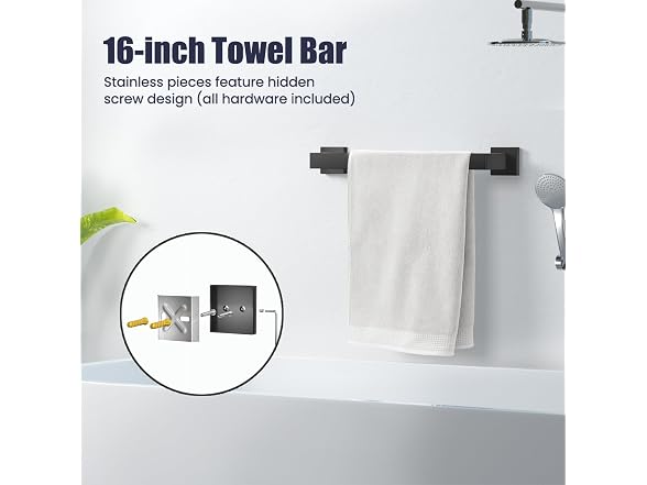 7 Pc Matte Black Bathroom Hardware Set