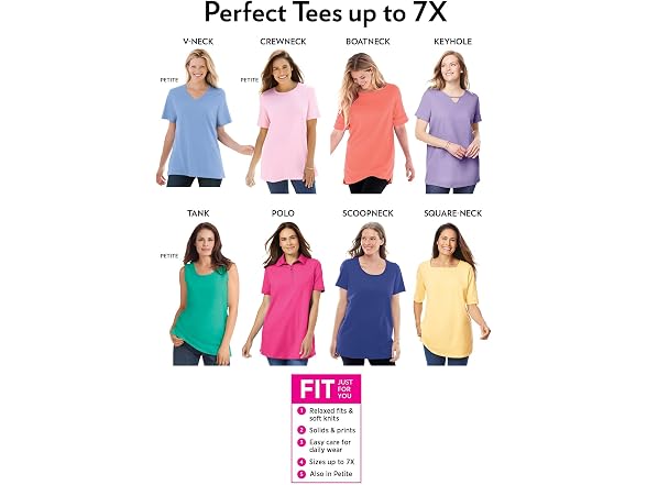 Woman Within Women (3XL) Perfect Cuffed Tee