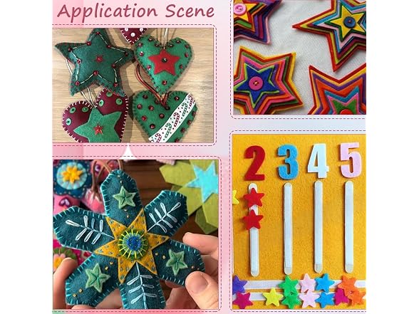 SUNNYCLUE 1 Box 300Pcs Star Felt Shapes