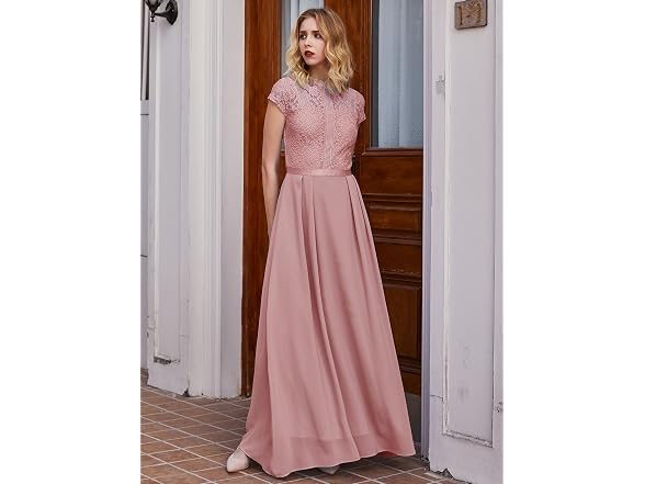 Miusol Women (L) Formal Scoop Neck Lace Maxi Dress