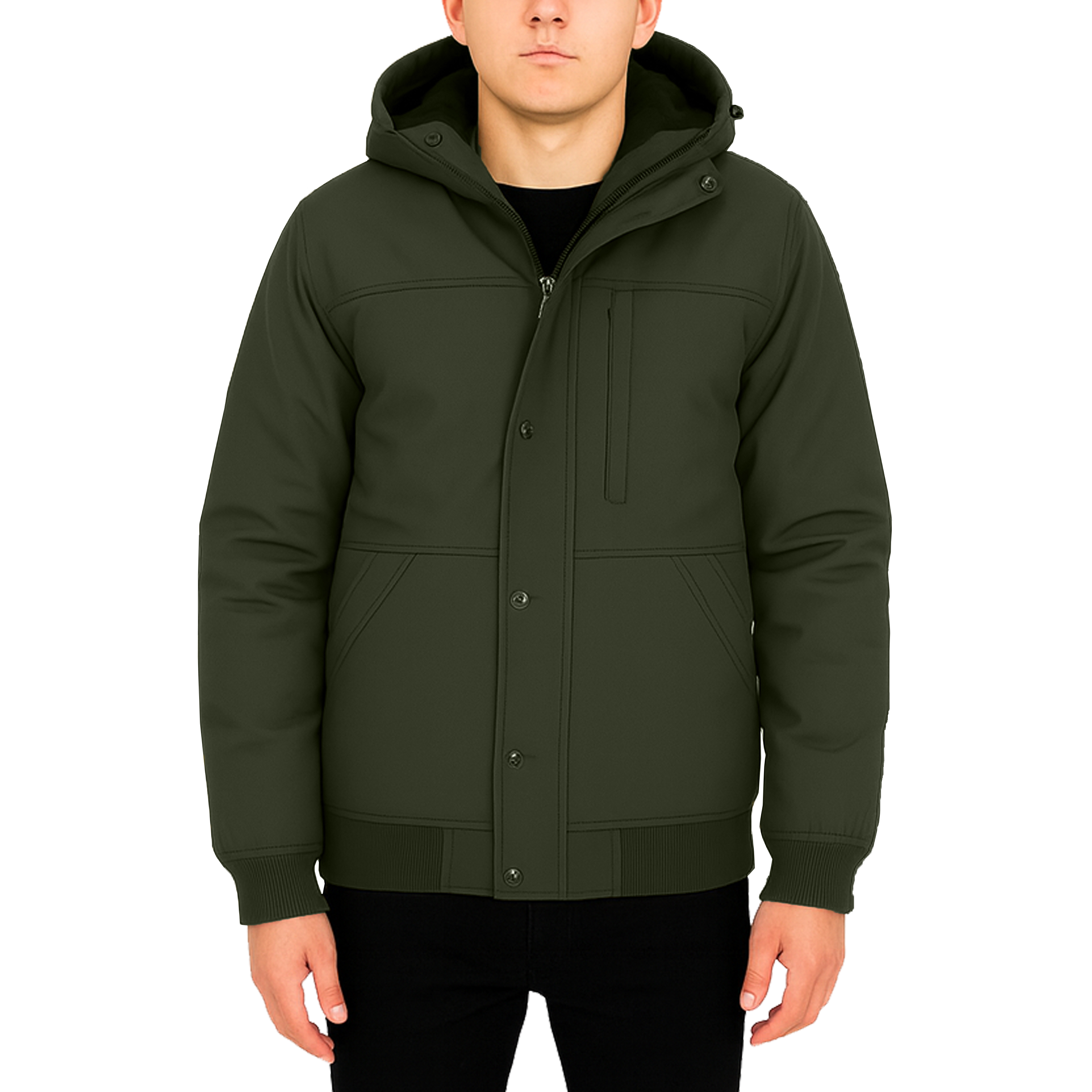 Mens Sherpa Lined Hooded Bomber Jacket - Gallery 14