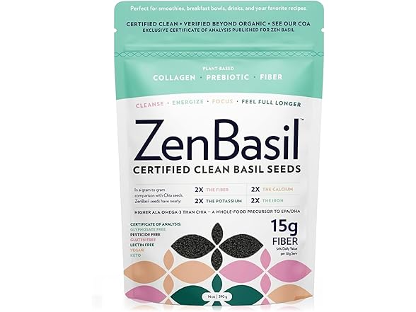Zen Basil Seeds | edible basil seeds 14 oz.