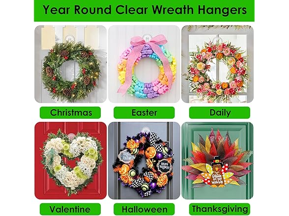 2P Clear Wreath Hanger Suction Cup Hook