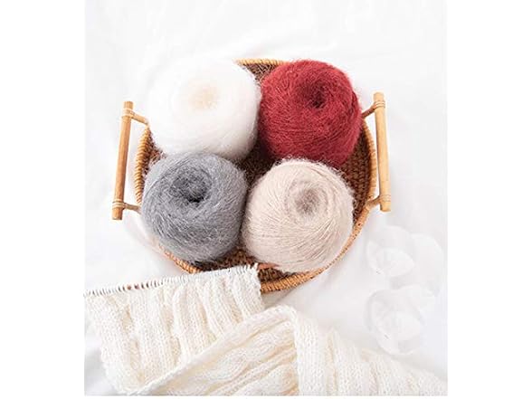 6 Skein Angola Mohair Yarn,Long-haired