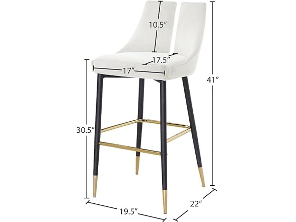 2Pk Sleek Velvet Upholstered Bar Stool
