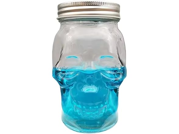 Skull Mason Jar Glass Container Set (42oz)