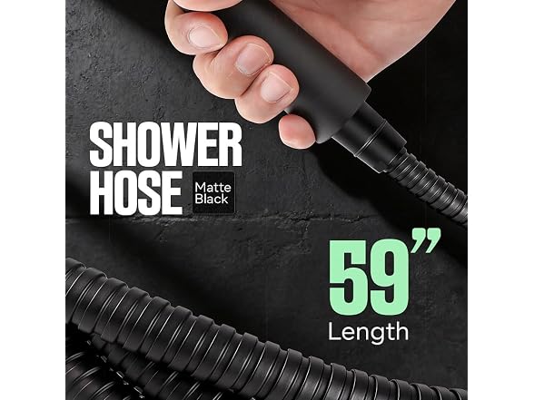 SUPPLYGIANT Shower Hose 59 inch Stainless Steel Shower Head Hose with 1/2 Inch Threaded Connector, Matte Black Plated Finish