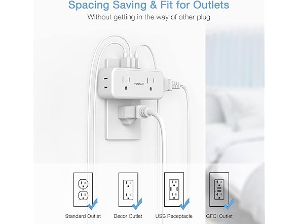 TESSAN Outlet Splitter (3 USB, 4 Outlets)