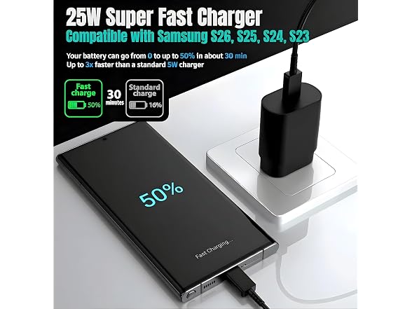 TT&C 25W USB-C Fast Charger for Samsung Galaxy