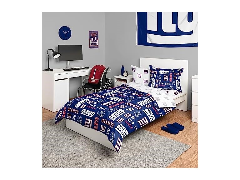 FOCO New York Giants NFL Team Color Bed In a Bag Comforter Bedding 5 Piece Twin Set