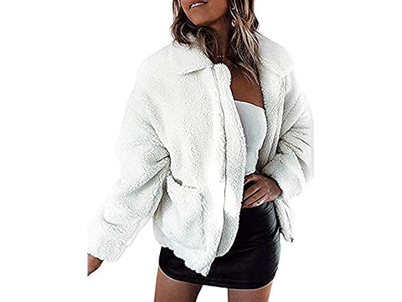 Comeon Women's (XL) Women's Coat Casual Lape White