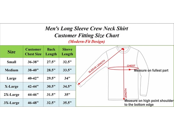 (3 or 6Pk) Mens L/S Crew Neck Solid Shirt