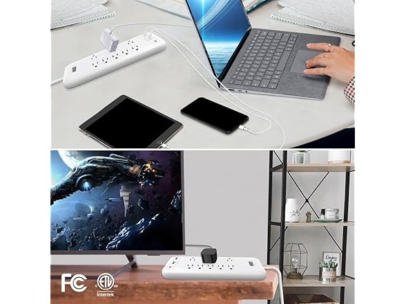 Clear Power 8-Outlet 2160J Surge Protector Power Strip