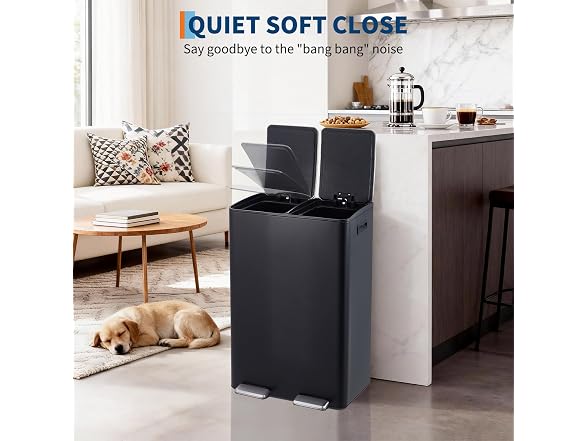 OUTLANE 16 Gal Dual Recycling Bin Black