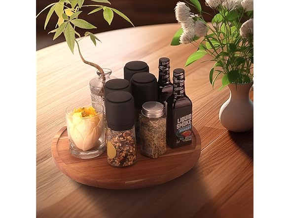 IURRDOP 10 inch Wooden Lazy Susan Turntable