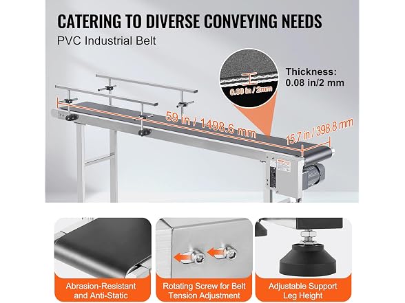 Belt Conveyor, 59 x 15.7 inch Conveyor Table