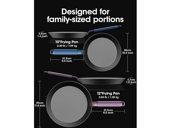 stackbear 10" & 12" Carbon Steel Pan Set