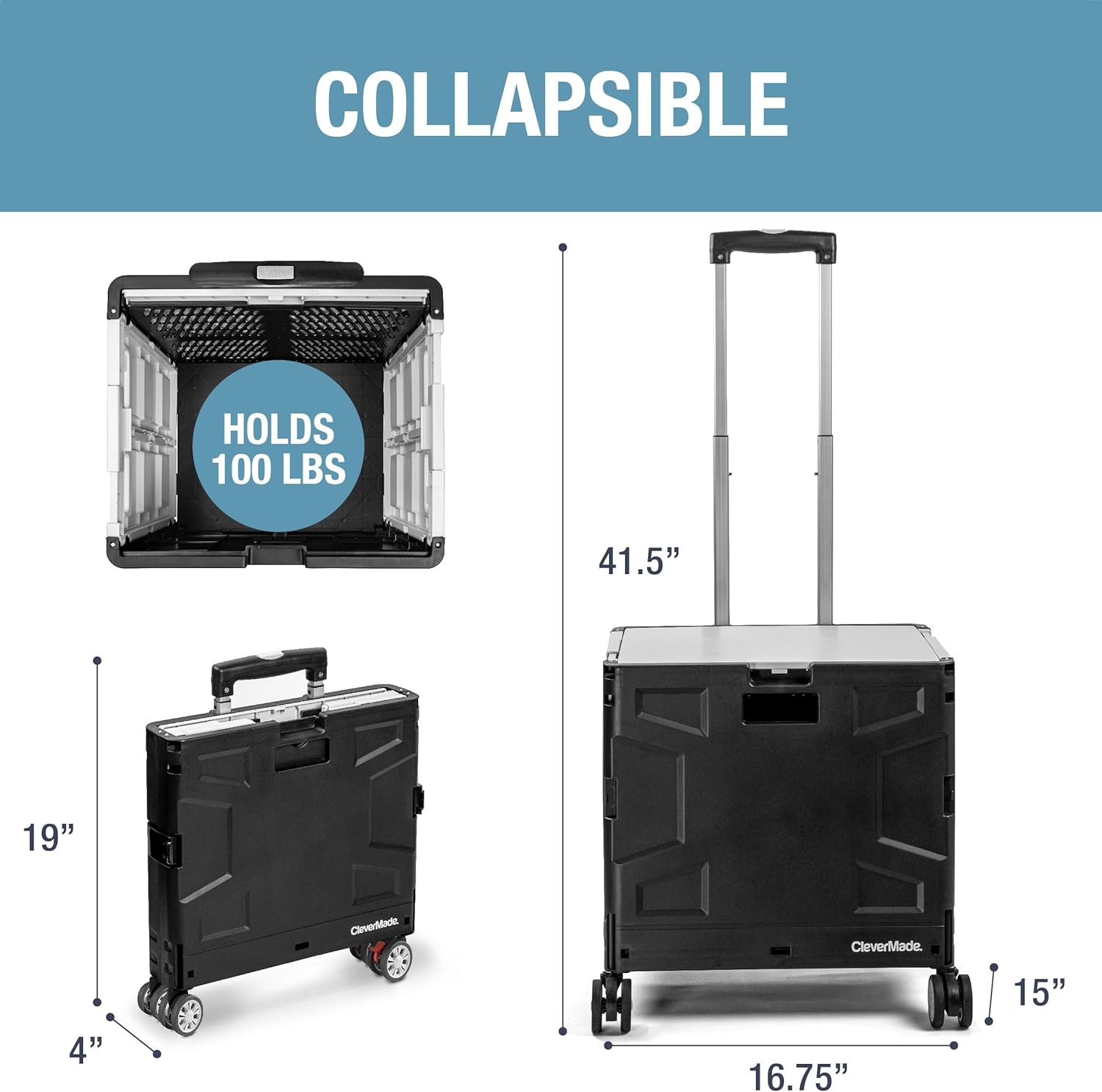 CleverMade Collapsible 4-Wheeled Crate w/ Lid - Gallery 12