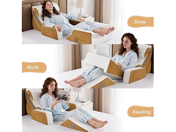 paxato 9PCS Wedge Pillow Set Brown
