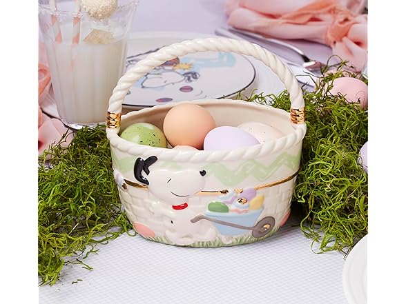 Lenox Peanuts Easter Snoopy & Woodstock Basket, Spring Home Decor