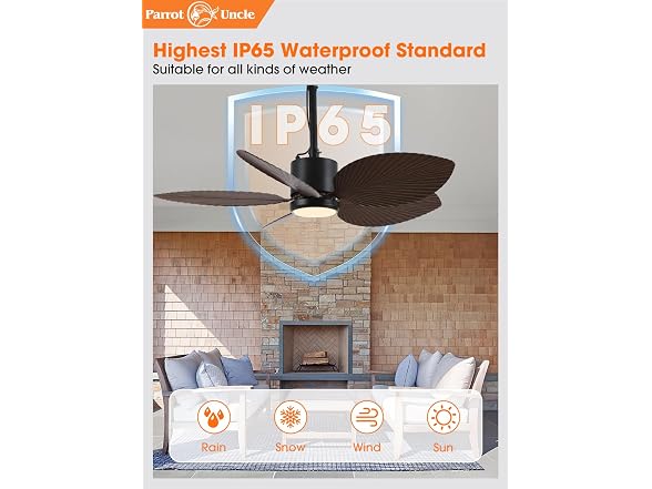 Parrot Uncle 42 Inch Outdoor Palm Leaf Ceiling Fan