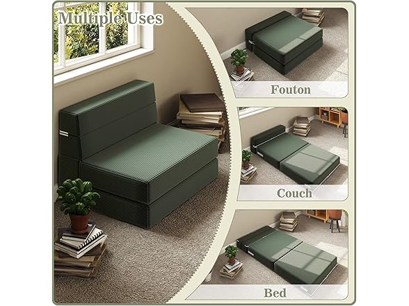 CATMIX Folding Sofa Bed, Foldable Memory Foam Couch Floor Ma (Open Box)